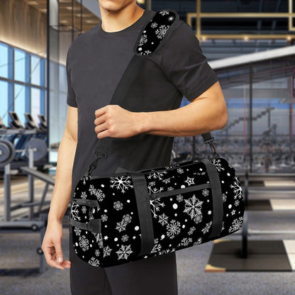 Black And White Snowflake Pattern Print Gym Bag