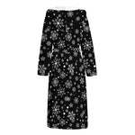 Black And White Snowflake Pattern Print Hooded Bathrobe