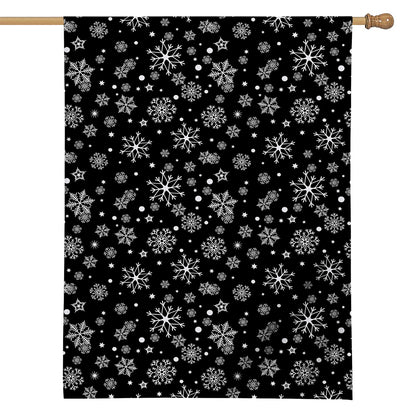 Black And White Snowflake Pattern Print House Flag