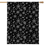 Black And White Snowflake Pattern Print House Flag