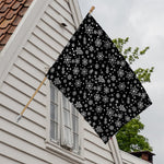 Black And White Snowflake Pattern Print House Flag