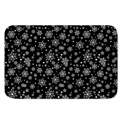 Black And White Snowflake Pattern Print Indoor Door Mat
