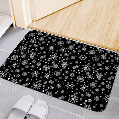 Black And White Snowflake Pattern Print Indoor Door Mat