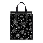 Black And White Snowflake Pattern Print Insulated Lunch Tote