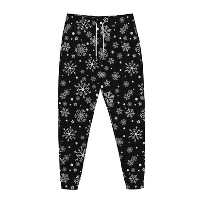 Black And White Snowflake Pattern Print Jogger Pants