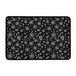 Black And White Snowflake Pattern Print Kitchen Mat