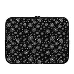 Black And White Snowflake Pattern Print Laptop Sleeve