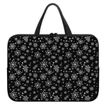 Black And White Snowflake Pattern Print Laptop Sleeve With Handle
