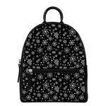 Black And White Snowflake Pattern Print Leather Backpack