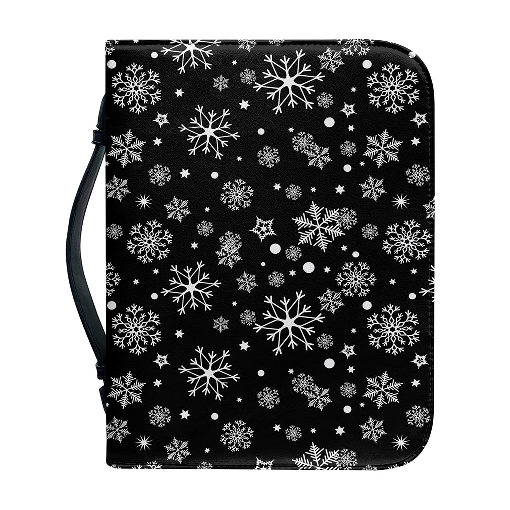 Black And White Snowflake Pattern Print Leather Bible Cover