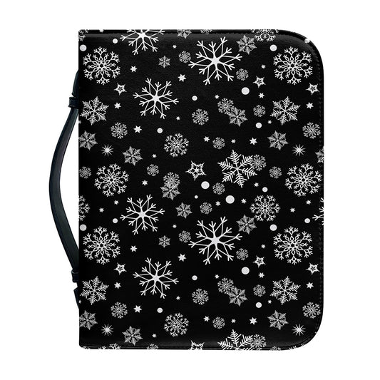 Black And White Snowflake Pattern Print Leather Bible Cover