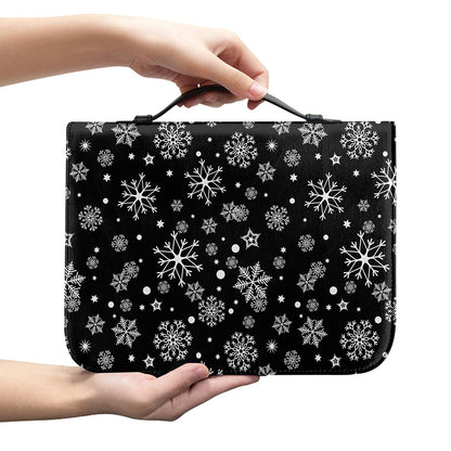 Black And White Snowflake Pattern Print Leather Bible Cover