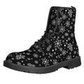 Black And White Snowflake Pattern Print Lace-Up Boots