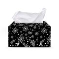 Black And White Snowflake Pattern Print Leather Tissue Box Cover