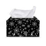 Black And White Snowflake Pattern Print Leather Tissue Box Cover
