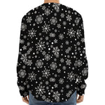 Black And White Snowflake Pattern Print Long Sleeve Baseball Jersey