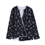Black And White Snowflake Pattern Print Long Sleeve Short Coat