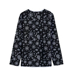 Black And White Snowflake Pattern Print Long Sleeve Short Coat
