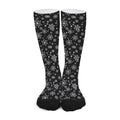 Black And White Snowflake Pattern Print Long Socks