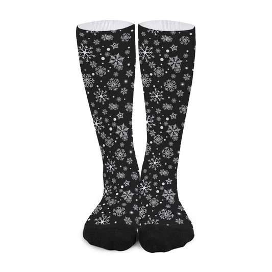 Black And White Snowflake Pattern Print Long Socks