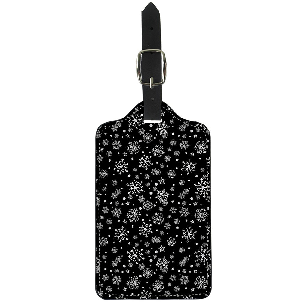 Black And White Snowflake Pattern Print Luggage Tag