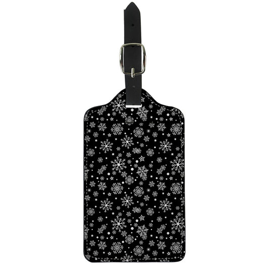 Black And White Snowflake Pattern Print Luggage Tag