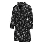 Black And White Snowflake Pattern Print Men's Bathrobe