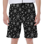 Black And White Snowflake Pattern Print Men's Beach Shorts