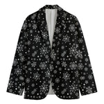 Black And White Snowflake Pattern Print Men's Blazer