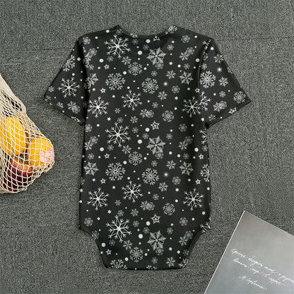 Black And White Snowflake Pattern Print Men's Bodysuit