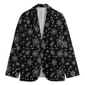 Black And White Snowflake Pattern Print Men's Cotton Blazer