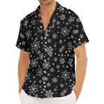 Black And White Snowflake Pattern Print Men's Deep V-Neck Shirt