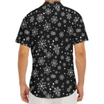 Black And White Snowflake Pattern Print Men's Deep V-Neck Shirt