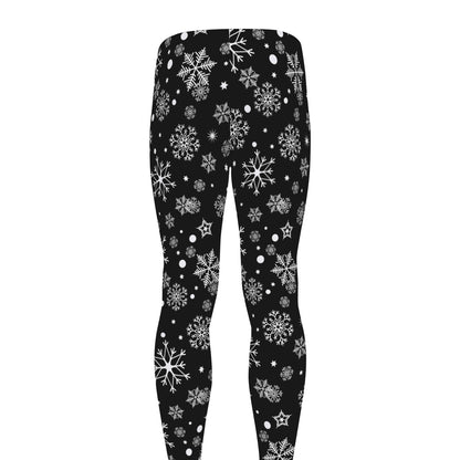 Black And White Snowflake Pattern Print Men's leggings