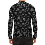 Black And White Snowflake Pattern Print Men's Long Sleeve Rash Guard