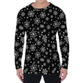 Black And White Snowflake Pattern Print Men's Long Sleeve T-Shirt