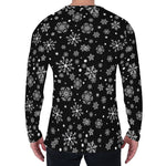 Black And White Snowflake Pattern Print Men's Long Sleeve T-Shirt