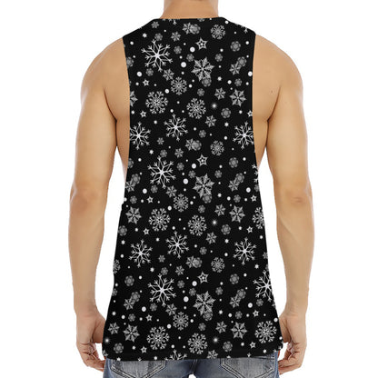Black And White Snowflake Pattern Print Men's Muscle Tank Top