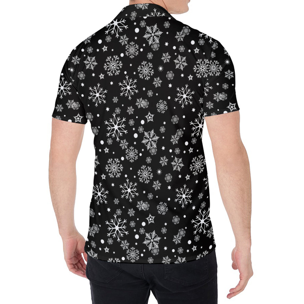 Black And White Snowflake Pattern Print Men's Shirt