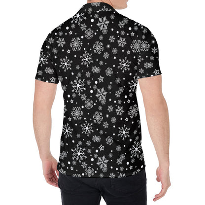 Black And White Snowflake Pattern Print Men's Shirt