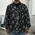 Black And White Snowflake Pattern Print Men's Shirt Jacket