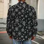 Black And White Snowflake Pattern Print Men's Shirt Jacket