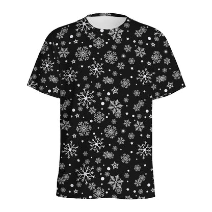 Black And White Snowflake Pattern Print Men's Sports T-Shirt