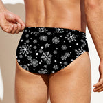 Black And White Snowflake Pattern Print Men's Swim Briefs
