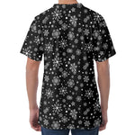 Black And White Snowflake Pattern Print Men's Velvet T-Shirt