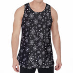 Black And White Snowflake Pattern Print Men's Velvet Tank Top