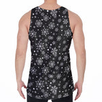Black And White Snowflake Pattern Print Men's Velvet Tank Top