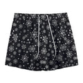 Black And White Snowflake Pattern Print Mesh Shorts
