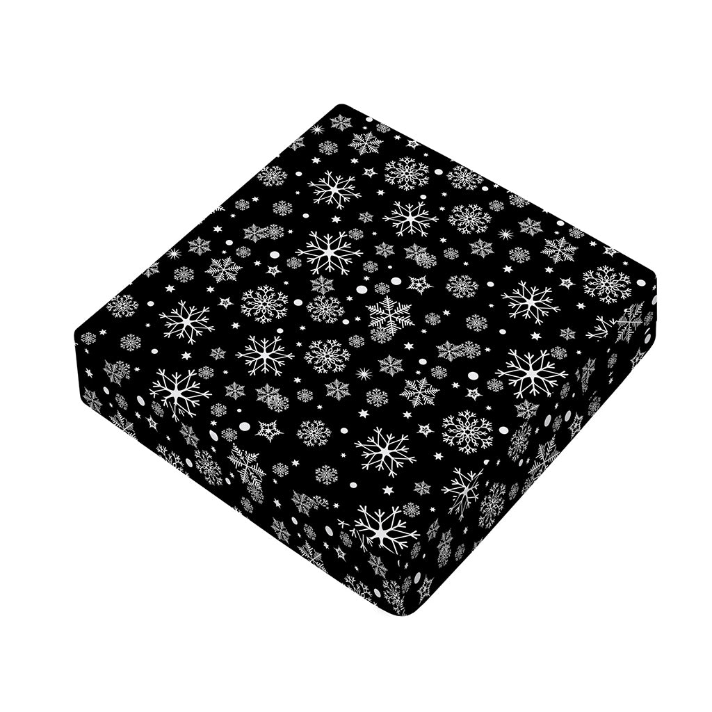 Black And White Snowflake Pattern Print Outdoor Seat Cushion Cover