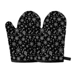Black And White Snowflake Pattern Print Oven Mitts
